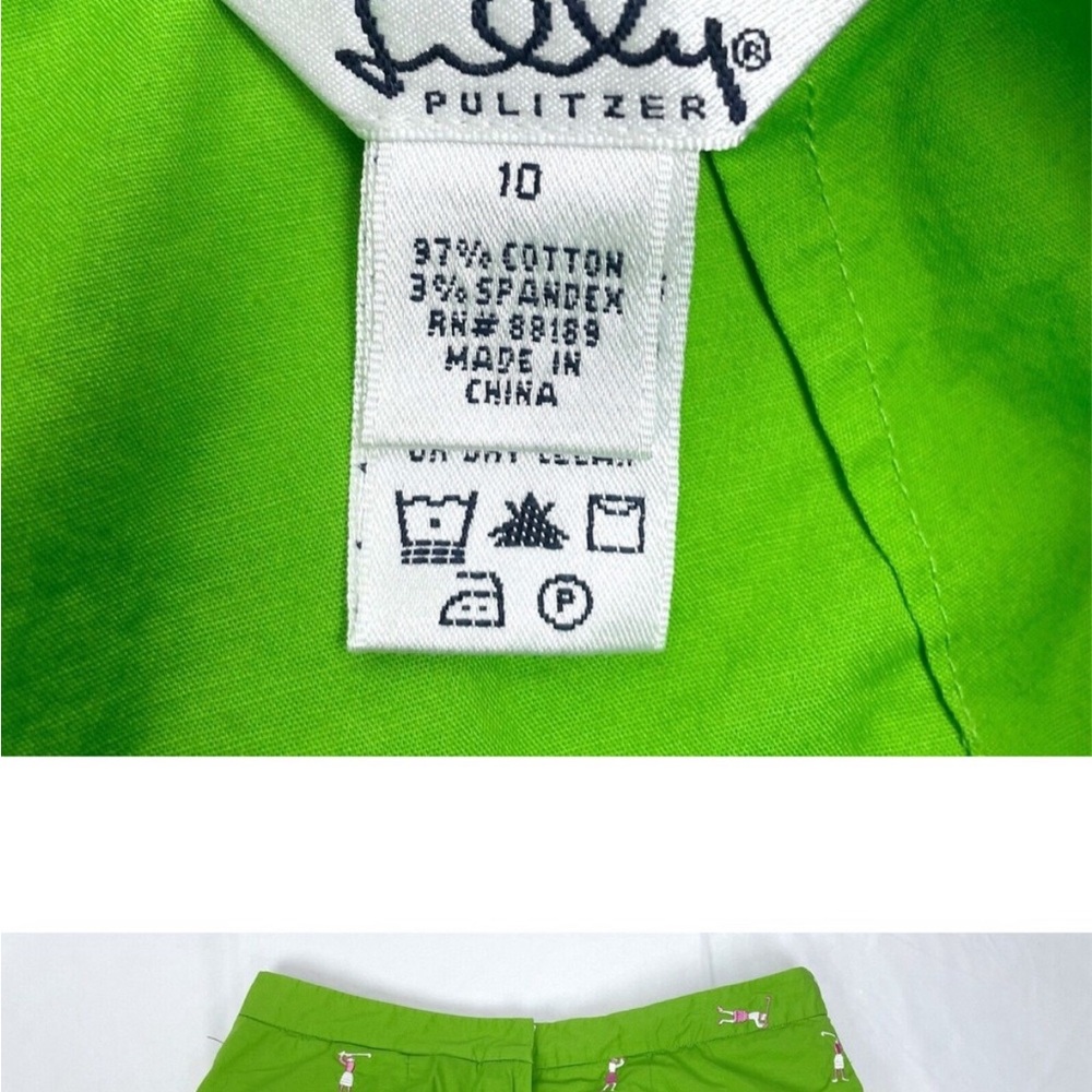 Lilly Pulitzer Women 10 Green Embroidered Golf Skort Skirt Shorts Ric Rac Cotton